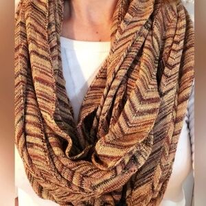 MISSONI metallic knit zig zag print brow and beige